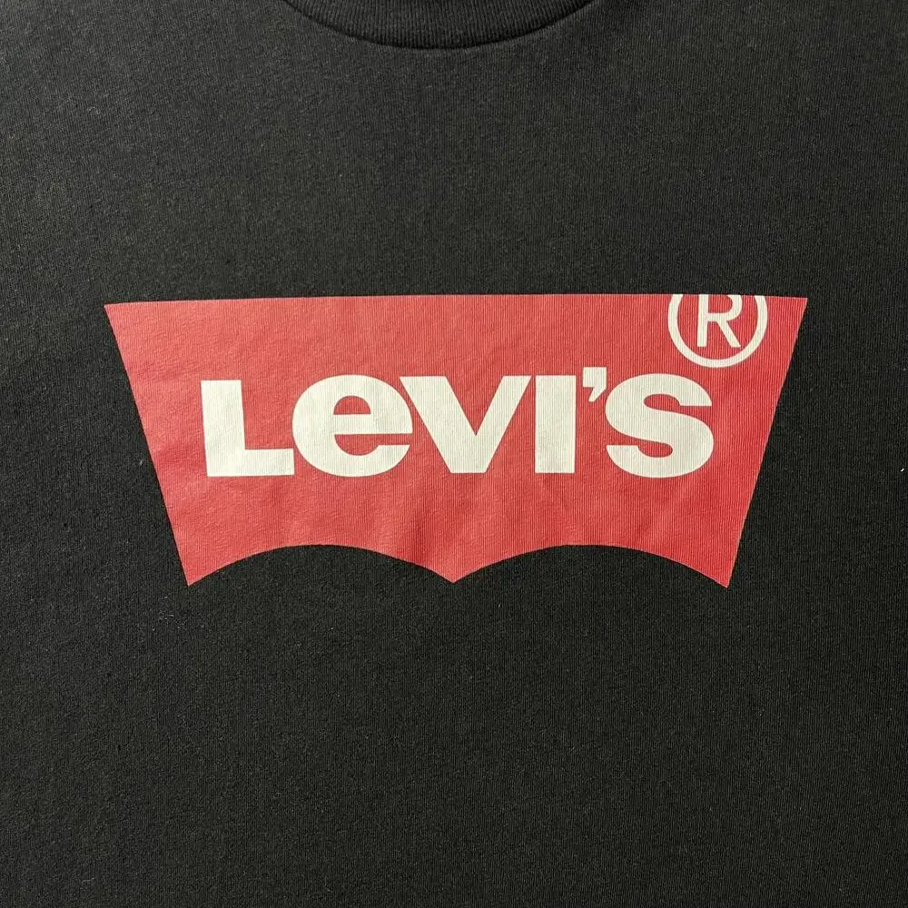 Levi's Shirt Mens S Black Batwing Logo Graphic Tee Tagless Casual Top Crewneck